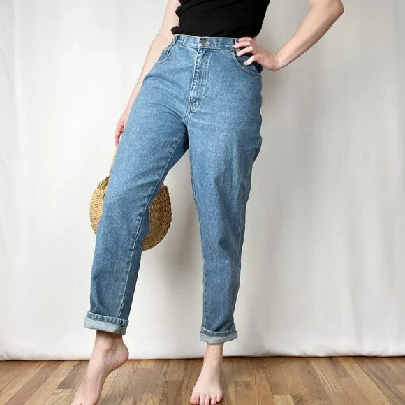 Vintage High Rise Straight Leg Jeans Relaxed Boyfriend Full Length Denim 90s Dad - Picture 8 of 8